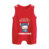 Perfectly Imperfect Personalized Button Romper - RED - New Born (Chest 18")
