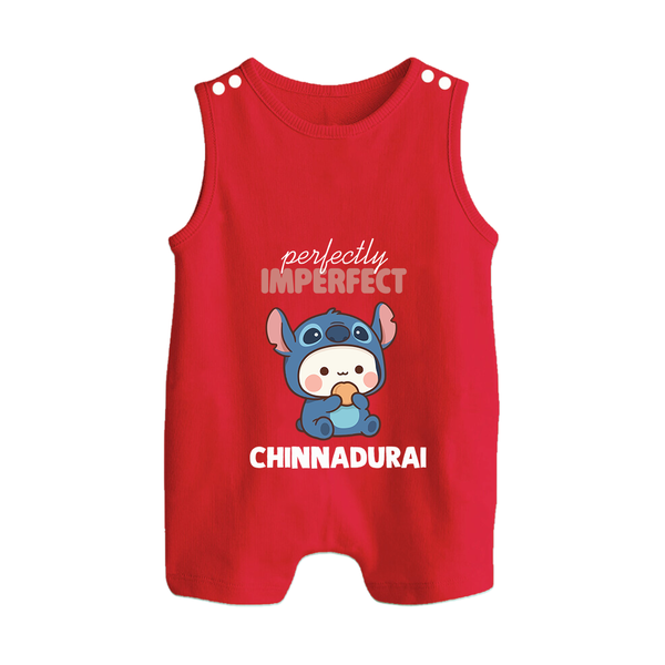 Perfectly Imperfect Personalized Button Romper - RED - New Born (Chest 18")