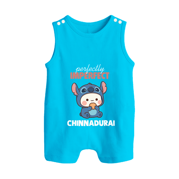 Perfectly Imperfect Personalized Button Romper - SKY BLUE - New Born (Chest 18")