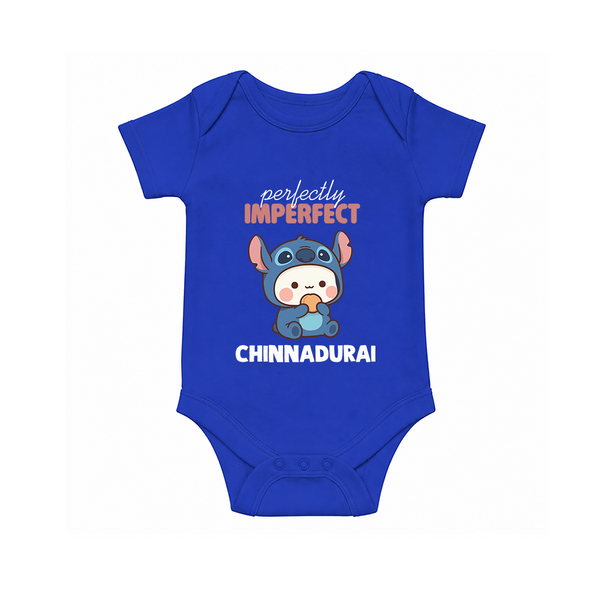 Perfectly Imperfect Personalized Romper - COBALT BLUE - New Born (Chest 14")