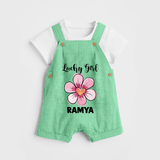 Lucky Girl Personalized Dungaree - GREEN - 0 - 5 Months Old (Chest 18")
