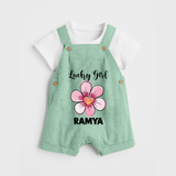Lucky Girl Personalized Dungaree - MINT GREEN - 0 - 5 Months Old (Chest 18")