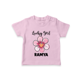 Lucky Girl Personalized TShirt - BABY PINK - 0-5 Months Old (Chest 17")