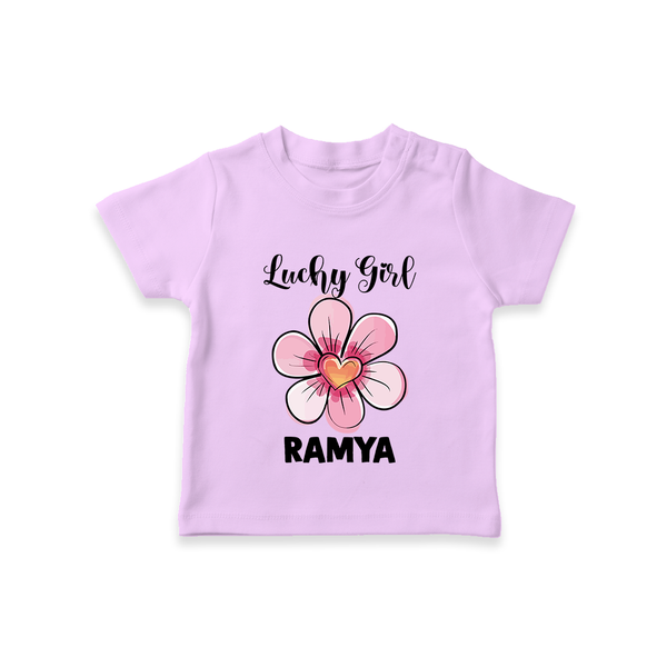 Lucky Girl Personalized TShirt - LILAC - 0-5 Months Old (Chest 17")