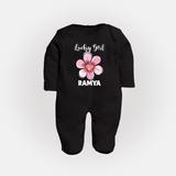 Lucky Girl Personalized Full Body Suit - BLACK - New Born (Chest 7.5")