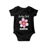 Lucky Girl Personalized Romper - BLACK - New Born (Chest 14")