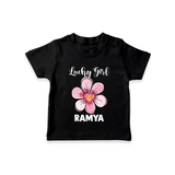 Lucky Girl Personalized TShirt - BLACK - 0-5 Months Old (Chest 17")