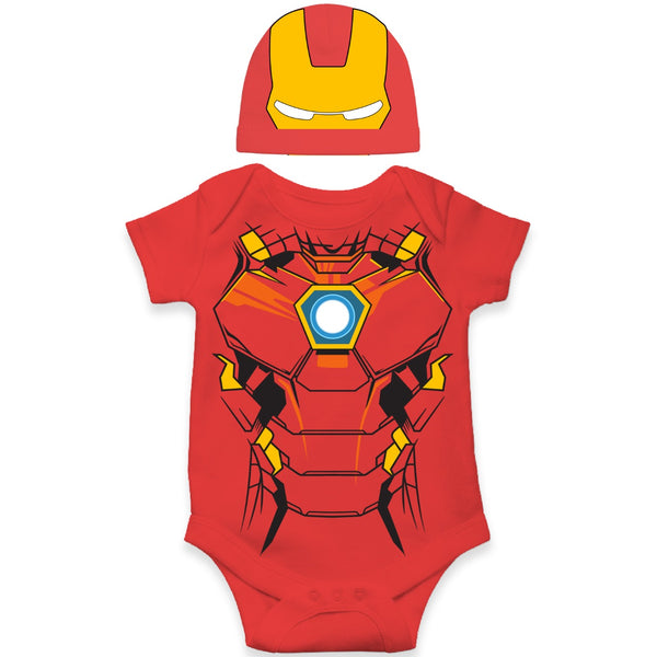 Stylish IronBaby Inspired Baby Romper with Matching Helmet Cap
