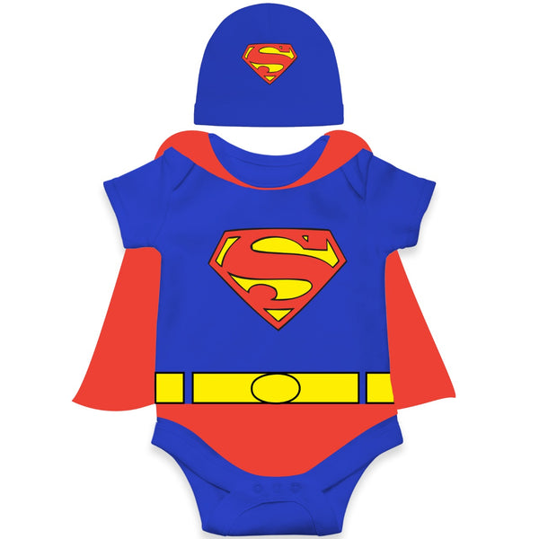 SuperBaby Romper with Cape And Hat  Superhero Bodysuit for Infants