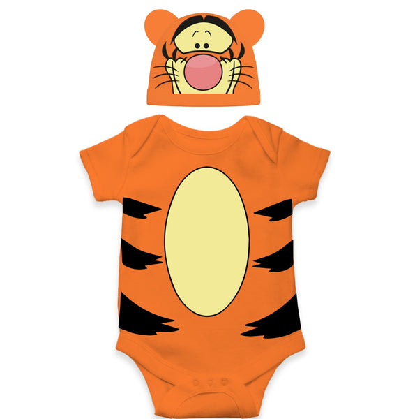 Tiger Inspired Baby Romper with Matching Hat | Playful Tiger Costume Romper
