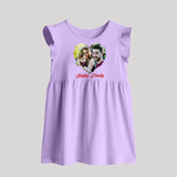 Happy Family Baby Frock | Personalized Family Baby Frock for Kids - LILAC - 0 - 3 Months Old (Chest 17")