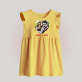 Happy Family Baby Frock | Personalized Family Baby Frock for Kids - PASTEL YELLOW - 0 - 3 Months Old (Chest 17")