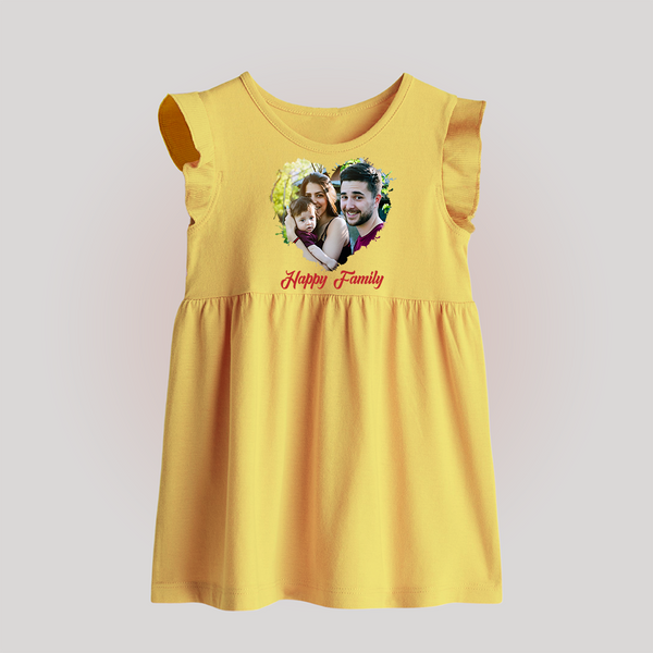Happy Family Baby Frock | Personalized Family Baby Frock for Kids - PASTEL YELLOW - 0 - 3 Months Old (Chest 17")