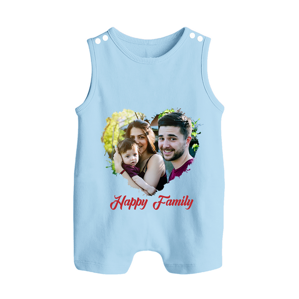 Happy Family Romper suit/Sleeveless Romper | Personalized Family Romper suit/Sleeveless Romper for Kids - BABY BLUE - 0 - 5 Months Old (Chest 18")