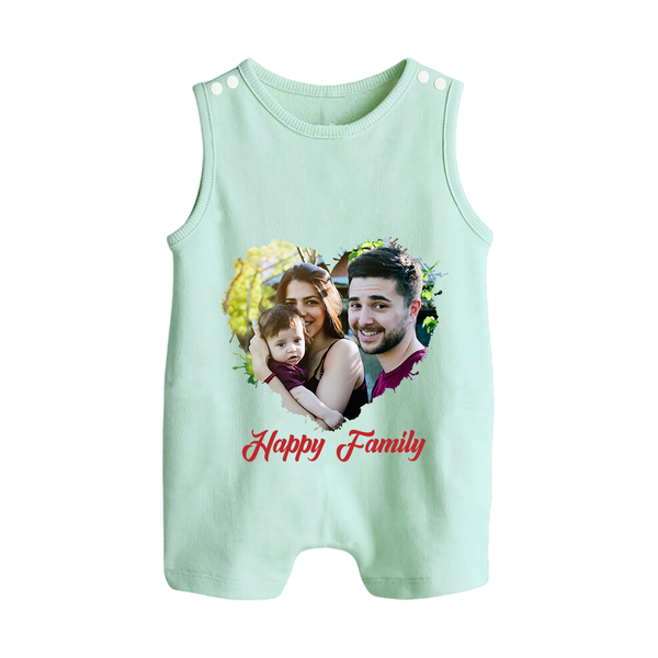 Happy Family Romper suit/Sleeveless Romper | Personalized Family Romper suit/Sleeveless Romper for Kids - MINT GREEN - 0 - 5 Months Old (Chest 18")