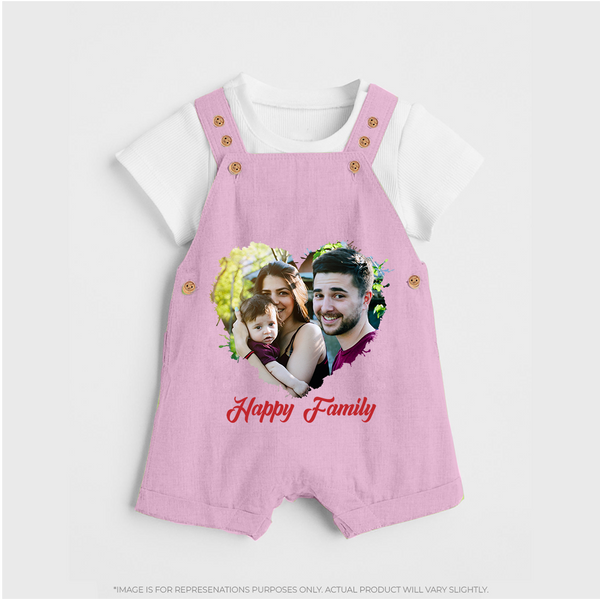 Happy Family Dungaree Set | Personalized Family Dungaree Set for Kids - BABY PINK - 0 - 5 Months Old (Chest 18")