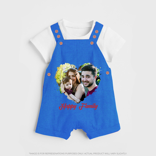 Happy Family Dungaree Set | Personalized Family Dungaree Set for Kids - COBALT BLUE - 0 - 5 Months Old (Chest 18")