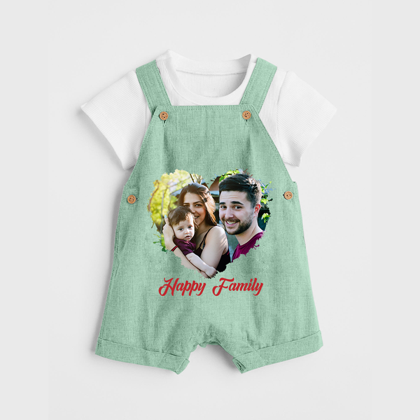 Happy Family Dungaree Set | Personalized Family Dungaree Set for Kids - MINT GREEN - 0 - 5 Months Old (Chest 18")