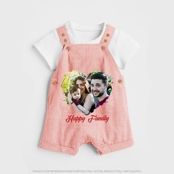 Happy Family Dungaree Set | Personalized Family Dungaree Set for Kids - PEACH - 0 - 5 Months Old (Chest 18")