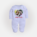 Happy Family Sleep suit/full sleeve body suit | Personalized Family Sleep suit/full sleeve body suit for Kids - BABY BLUE - New Born (Chest 7.5")