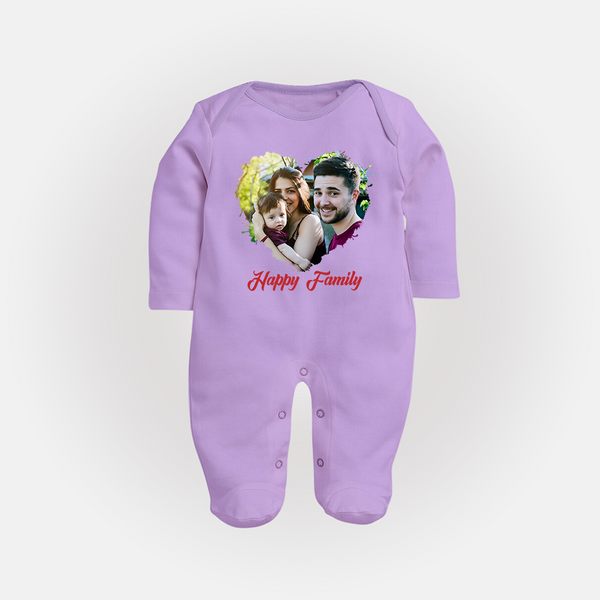 Happy Family Sleep suit/full sleeve body suit | Personalized Family Sleep suit/full sleeve body suit for Kids - LILAC - New Born (Chest 7.5")