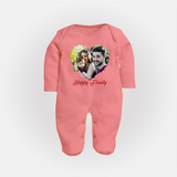 Happy Family Sleep suit/full sleeve body suit | Personalized Family Sleep suit/full sleeve body suit for Kids - PEACH - New Born (Chest 7.5")