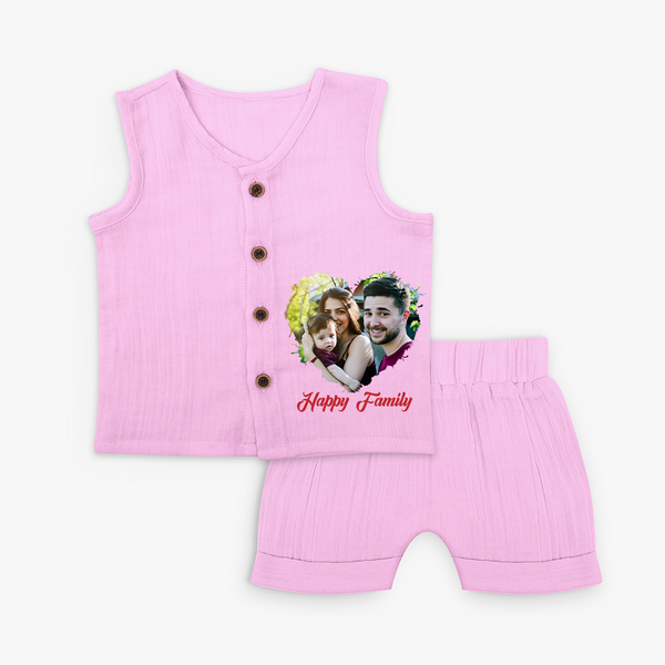 Happy Family Jabla Set | Personalized Family Jabla Set for Kids - BABY PINK - 0 - 3 Months Old (Chest 9.8")
