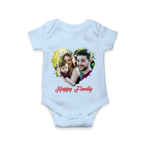 Happy Family Romper/Onesie | Personalized Family Romper/Onesie for Kids - BABY BLUE - New Born (Chest 14")