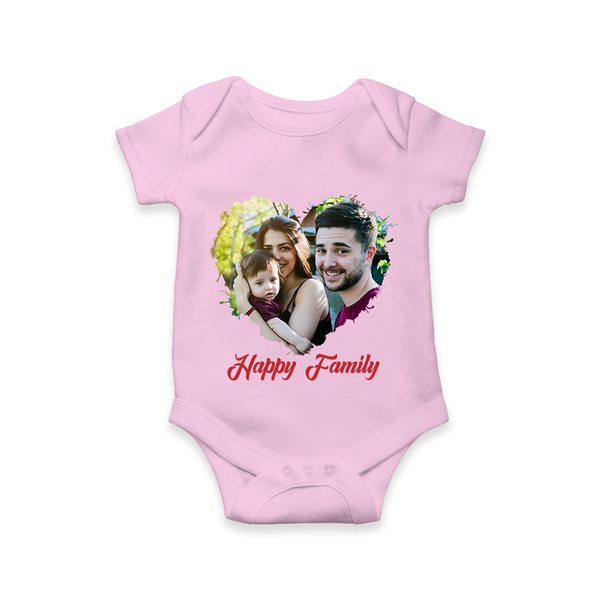 Happy Family Romper/Onesie | Personalized Family Romper/Onesie for Kids - BABY PINK - New Born (Chest 14")