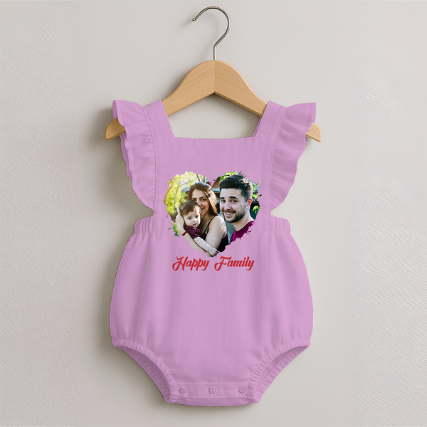 Happy Family Romper Frock | Personalized Family Romper Frock for Kids - BABY PINK - 0 - 3 Months Old (Chest 19")
