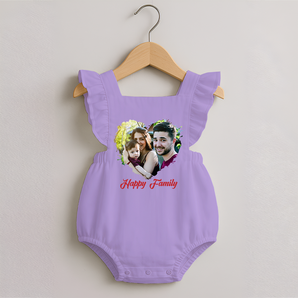 Happy Family Romper Frock | Personalized Family Romper Frock for Kids - LILAC - 0 - 3 Months Old (Chest 19")