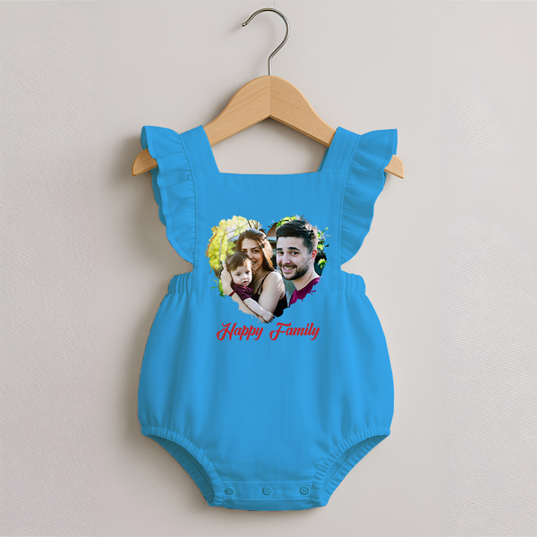 Happy Family Romper Frock | Personalized Family Romper Frock for Kids - SKY BLUE - 0 - 3 Months Old (Chest 19")