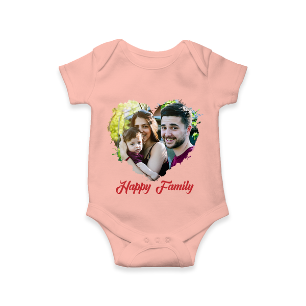 Happy Family Romper/Onesie | Personalized Family Romper/Onesie for Kids - PEACH - New Born (Chest 14")