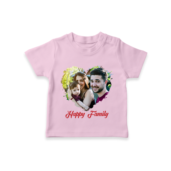 Happy Family T-shirt | Personalized Family T-shirt for Kids - BABY PINK - 0-5 Months Old (Chest 17")