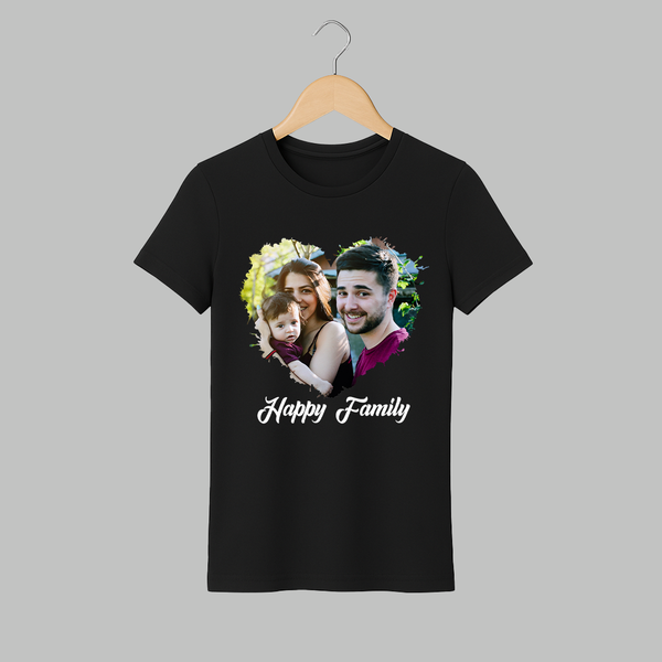 Happy Family Adult Tshirt | Personalized Family Adult Tshirt for Kids - BLACK - S (Chest 19")