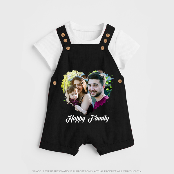 Happy Family Dungaree Set | Personalized Family Dungaree Set for Kids - BLACK - 0 - 5 Months Old (Chest 18")