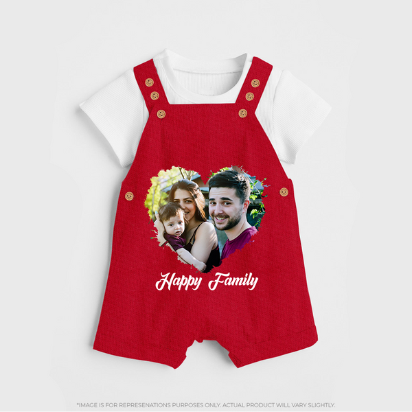 Happy Family Dungaree Set | Personalized Family Dungaree Set for Kids - RED - 0 - 5 Months Old (Chest 18")