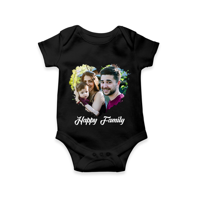 Happy Family Romper/Onesie | Personalized Family Romper/Onesie for Kids - BLACK - New Born (Chest 14")