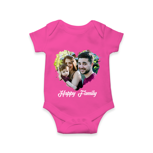 Happy Family Romper/Onesie | Personalized Family Romper/Onesie for Kids - HOT PINK - New Born (Chest 14")