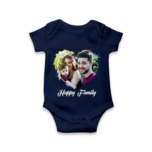 Happy Family Romper/Onesie | Personalized Family Romper/Onesie for Kids - NAVY BLUE - New Born (Chest 14")