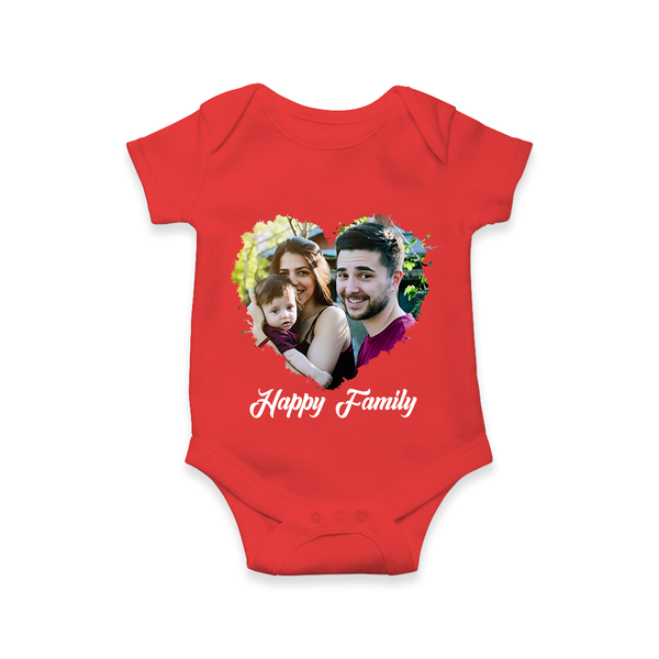 Happy Family Romper/Onesie | Personalized Family Romper/Onesie for Kids - RED - New Born (Chest 14")