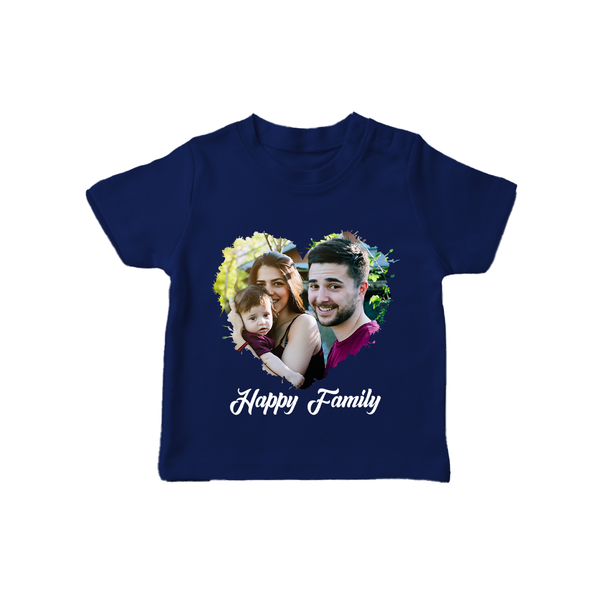 Happy Family T-shirt | Personalized Family T-shirt for Kids - NAVY BLUE - 0-5 Months Old (Chest 17")