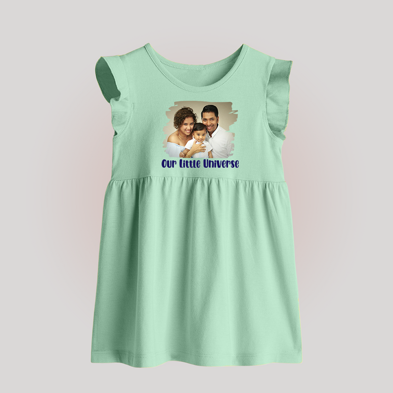 Our Little Universe Baby Frock | Custom Family Baby Frock Celebrating Your Little World - MINT GREEN - 0 - 3 Months Old (Chest 17")
