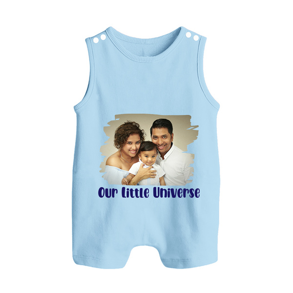 Our Little Universe Romper suit/Sleeveless Romper | Custom Family Romper suit/Sleeveless Romper Celebrating Your Little World - BABY BLUE - 0 - 5 Months Old (Chest 18")
