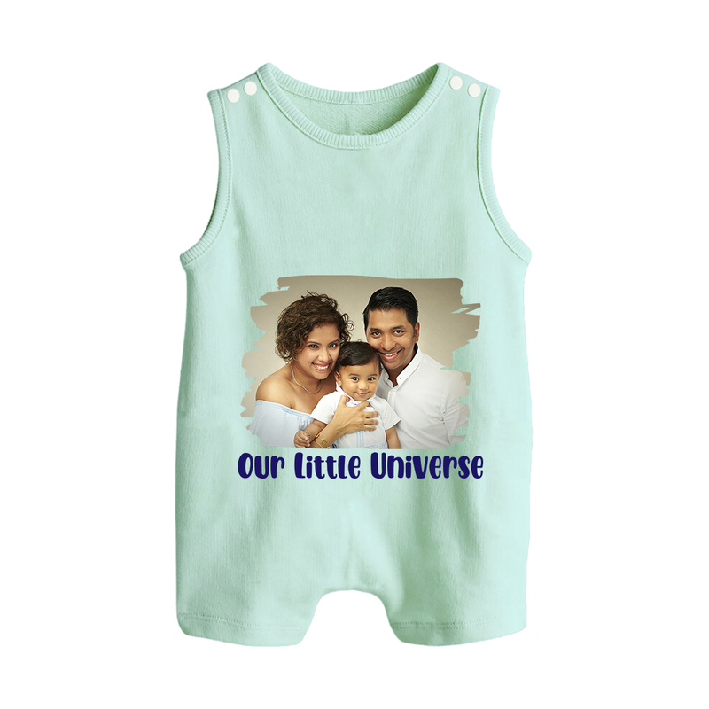 Our Little Universe Romper suit/Sleeveless Romper | Custom Family Romper suit/Sleeveless Romper Celebrating Your Little World - MINT GREEN - 0 - 5 Months Old (Chest 18")