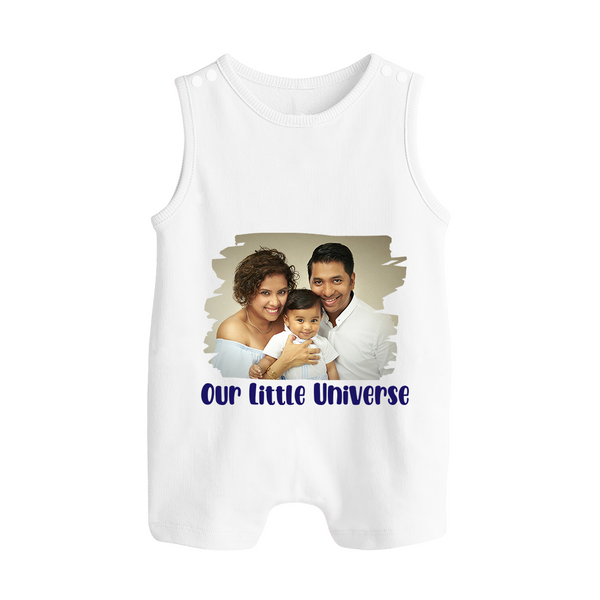 Our Little Universe Romper suit/Sleeveless Romper | Custom Family Romper suit/Sleeveless Romper Celebrating Your Little World - WHITE - 0 - 5 Months Old (Chest 18")