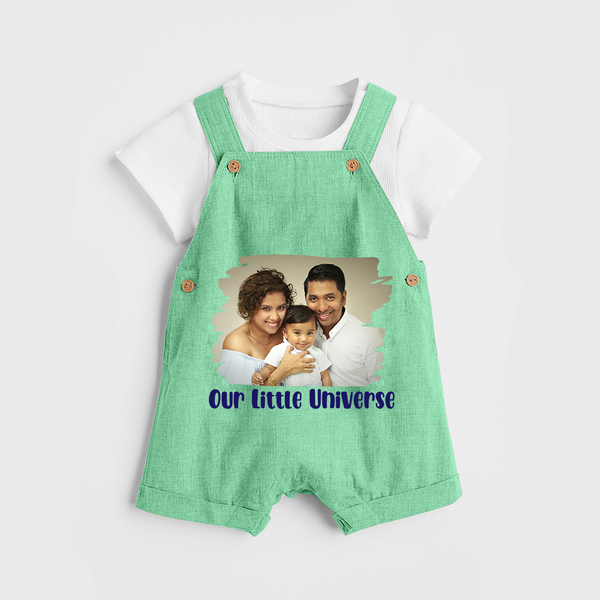 Our Little Universe Dungaree Set | Custom Family Dungaree Set Celebrating Your Little World - GREEN - 0 - 5 Months Old (Chest 18")