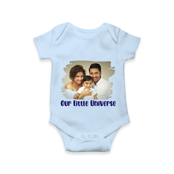 Our Little Universe Romper/Onesie | Custom Family Romper/Onesie Celebrating Your Little World - BABY BLUE - New Born (Chest 14")