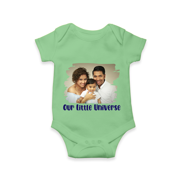 Our Little Universe Romper/Onesie | Custom Family Romper/Onesie Celebrating Your Little World - GREEN - New Born (Chest 14")