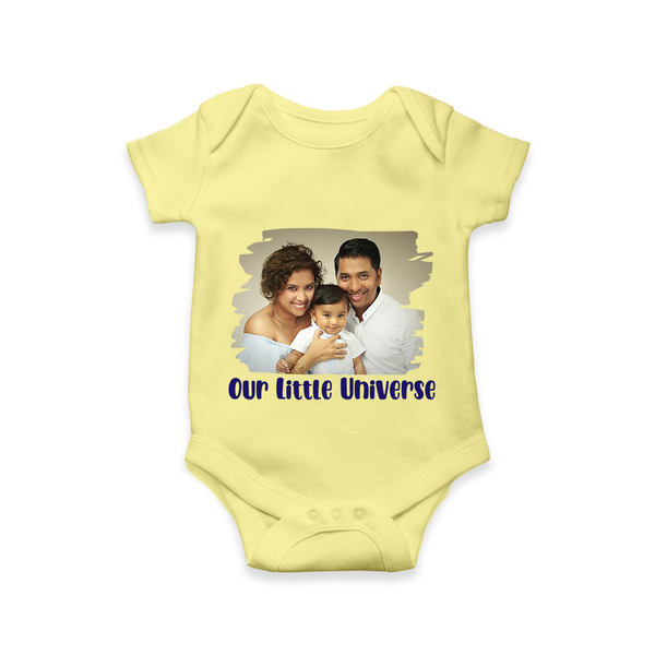 Our Little Universe Romper/Onesie | Custom Family Romper/Onesie Celebrating Your Little World - PASTEL YELLOW - New Born (Chest 14")